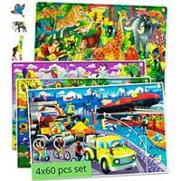 Wooden Jigsaw Puzzles for Kids Year Olds - Set of 4 5 4 6 7-60 8-12