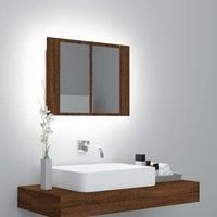 LED Mirror Cabinet Brown Oak 60x12x45 cm Engineered Wood