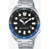 LORUS MEN'S FASHION BLACK DIAL STAINLESS STEEL BRACELET WATCH RH921LX9