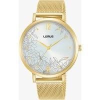 BRAND NEW   LADIES LORUS WATCH SILVER DIAL  WITH FLOWERS GOLD BRACELET