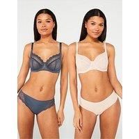 Dorina Imani 2 Pack Non Padded Wired Bra - Grey/Beige