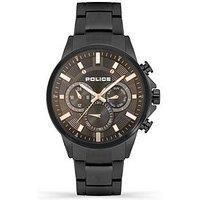 Police Kismet Mens Multifunction Watch with Black Dial and Black Stainless Steel Bracelet, 47mm Stainless Steel Case in Branded Watch Box PEWJK2195101-2 Year Warranty