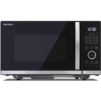 SHARP YC-QG254AU-B 25 Litre 900W Black Flatbed Microwave Oven & 1000W Grill, 10 Power Levels, 12 Automatic Cook Programmes, Semi Digital Controls, Fixed Base Flatbed, LED Cavity Light, Silver/Black