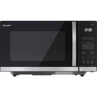 SHARP YC-QS302AU-B 30 Litre 900W Black Flatbed Solo Microwave Oven, 10 Power Levels, 8 Automatic Cook Programmes, Fully Digital Controls, Fixed Base Turntable-Free, LED Cavity Light, Easy Clean