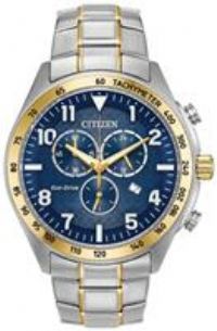 Citizen EcoDrive Blue Dial Chronograph TwoTone Stainless Steel Bracelet Mens Watch