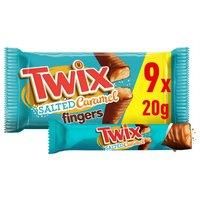 Twix Salted Caramel & Milk Chocolate Fingers Biscuit Snack Bars Multipack 9 x 20g