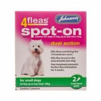 Johnson's 4Fleas Spot On solution for Small Dogs (4kg & less 10kg) - Dual Action