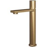 Mono Basin Mixer Tap Brushed Gold Contemporary Design 1/4 Turn Bathroom 3 bar