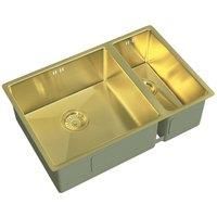 ETAL Elite 1.5 Bowl Stainless Steel Kitchen Sink Brushed Brass Left-Handed 670mm x 440mm (336VN)