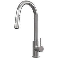 Sauber Pull Out Kitchen Tap with Dual Spray - Single Lever Brushed Steel