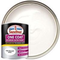 Sandtex One Coat Exterior Satin Paint 750ml Pure Brilliant White