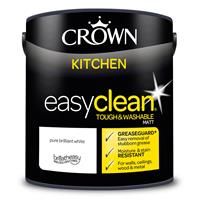 2.5L CROWN Easyclean Kitchen MATT Emulsion Multi Surface Paint With GREASEGUARD+ That can be Used on Walls, Ceilings, Wood and Metal. Stain & Scrub Resistant Formula – Pure Brilliant White