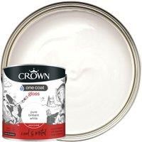 2.5L / 750ml CROWN PAINT INTERIOR EXTERIOR WOOD METAL ONE COAT GLOSS PBW WHITE