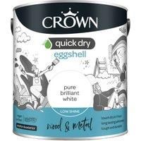 Crown Quick Dry Eggshell Paint Pure Brilliant White - 2.5L