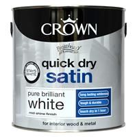 Crown Quick Dry Satin Paint Pure Brilliant White - 2.5L