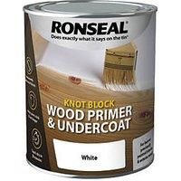 Ronseal Knot Block Wood Primer and Undercoat White 750ml