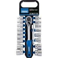 Draper 16375 1/2-Inch Square Drive Metric Socket and Ratchet 19 Piece Set