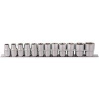 Draper 12 Piece 1/2-Inch Square Drive Metric Socket Set on Metal Rail 16402