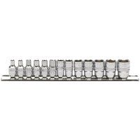 Draper 16487 1/4-Inch Square Drive Metric Sockets on Metal Rail, 13 Piece