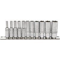 Draper 16491 1/4-Inch Square Drive Imperial 11 Piece Deep Sockets on Metal Rail , Blue