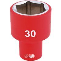 Draper Fully Insulated VDE Socket, 1/2" Sq. Dr., 30mm