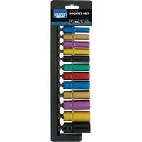 Draper 50197 Square Drive Metric Coloured Deep Socket 12 Pieces Set, 3/8" Length