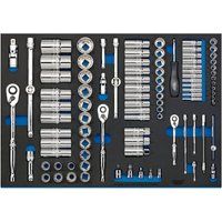 Draper 63539 1/4", 3/8" and 1/2" Socket 96 Piece Set in Full Plus Drawer Eva Insert Tray , Blue