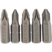 Draper 64015 No.2 1/4" Hex PZ Type Insert Bit 25mm Long (5 Piece)