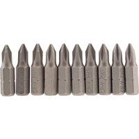 1x Pack Of 10 Draper No. 1 1/4" Hex Cross Slot Insert Bit - 25mm Long