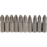 1x Pack Of 10 Draper No. 2 1/4" Hex Cross Slot Insert Bit - 25mm Long