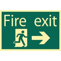 Draper 72662 Glow in The Dark"Fire Exit Arrow Right" Safety Sign