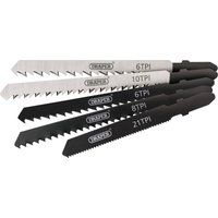 Draper 81734 Expert 5 Piece Assorted Jigsaw Blade Set, 230 V, Black and Silver