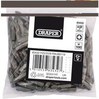 Draper 83432 No 2 PZ Type 1/4" Insert Bits (Pack of 100)