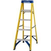 Werner 7160418 Fibreglass Swingback Stepladder-4 Tread, Yellow, One Size