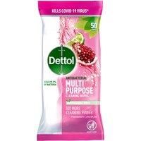 Dettol Antibacterial Multipurpose Cleaning Wipes Pomegranate & Lime Splash 50 Wipes