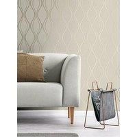 Vymura Foil Platinum Contour Wave Beige Wallpaper FD42802 - Vinyl Metallic Foil