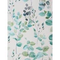 Fresco Watercolour Green Leaves White Grey Wallpaper