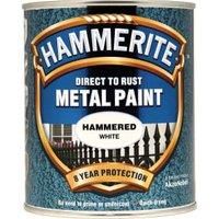 Hammerite Direct to Rust Metal Paint - Hammered White Finish 750ML