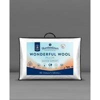 Slumberdown Wonderful Wool Pillow 1 Pack - Medium Support Back Sleeper Pillow for Back Pain Relief - 100% British Wool, Soft Cotton Cover, Hypoallergenic, UK Standard Size (48cm x 74cm)