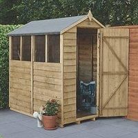 Forest Garden 6X4 Apex Pressure Treated Overlap Wooden Shed With Floor (Base Included)