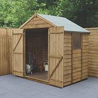 Forest Garden 7x5 Apex Pressure treated Overlap Natural Timber Wooden Shed with floor (Base included)