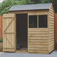 Forest Garden 6x4 Reverse apex Pressure treated Overlap Natural Timber Wooden Shed with floor  Assembly service include