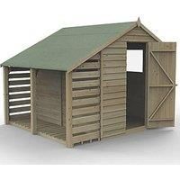 Forest Garden Overlap Pressure Treated 6' x 8' Apex Shed No Window With Lean To