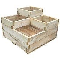 Forest Caledonian Tiered Garden Planter Natural Timber 900 x 900 x 588mm (298FL)