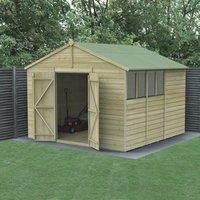 Forest Beckwood 10x10 Apex Wooden Garden Shed 4 Windows Double Door