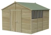 10' x 10' Forest Beckwood 25yr Guarantee Shiplap Pressure Treated Double Door Apex Wooden Shed (3.21m x 3.01m)