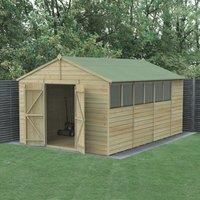 Forest Garden Beckwood Apex Shiplap Pressure Treated Double Door Shed with Base & Assembly - 10 x 15ft