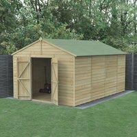 Forest Garden Beckwood Apex Shiplap Pressure Treated Double Door Windowless Shed with Base & Assembly - 10 x 15ft