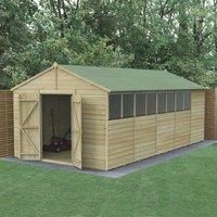 Forest Garden Beckwood Apex Shiplap Pressure Treated Double Door Shed with Base & Assembly - 10 x 20ft