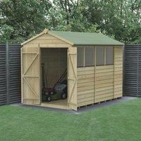 Forest Garden Beckwood Apex Shiplap Pressure Treated Double Door Shed with Base & Assembly - 6 x 10ft